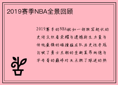2019赛季NBA全景回顾